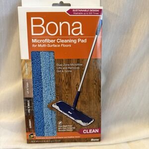 Bona Microfiber Floor CLEANING PAD 5" x 18" Replacement Mop Head Wet or Dry NEW